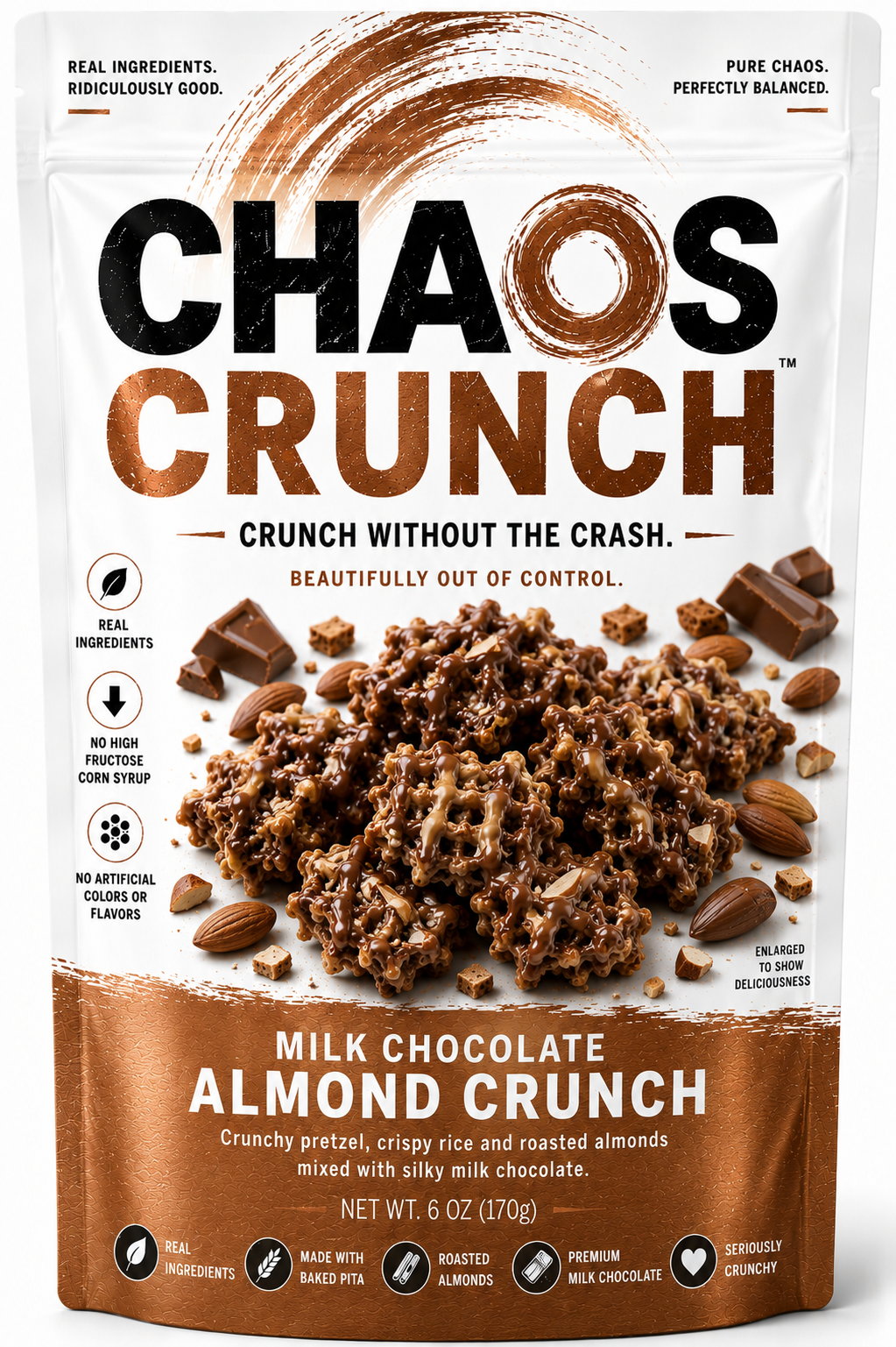 Chaos Crunch Milk Chocolate Almond Crunch package