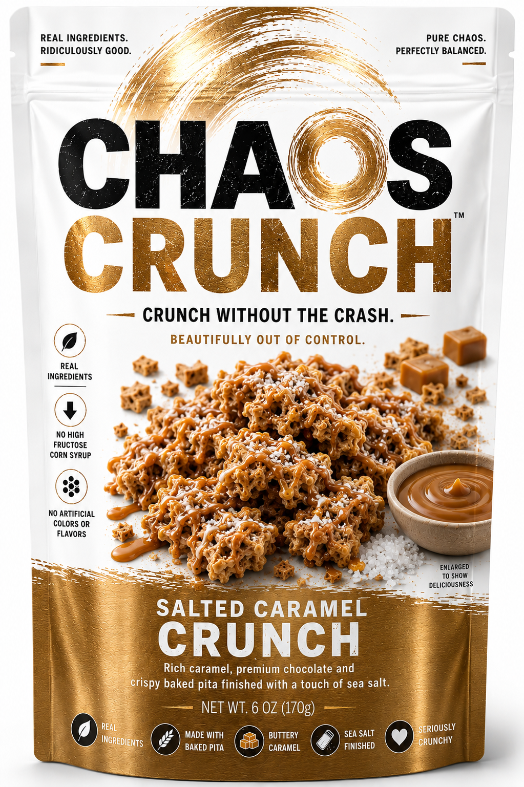 Chaos Crunch Salted Caramel Crunch package